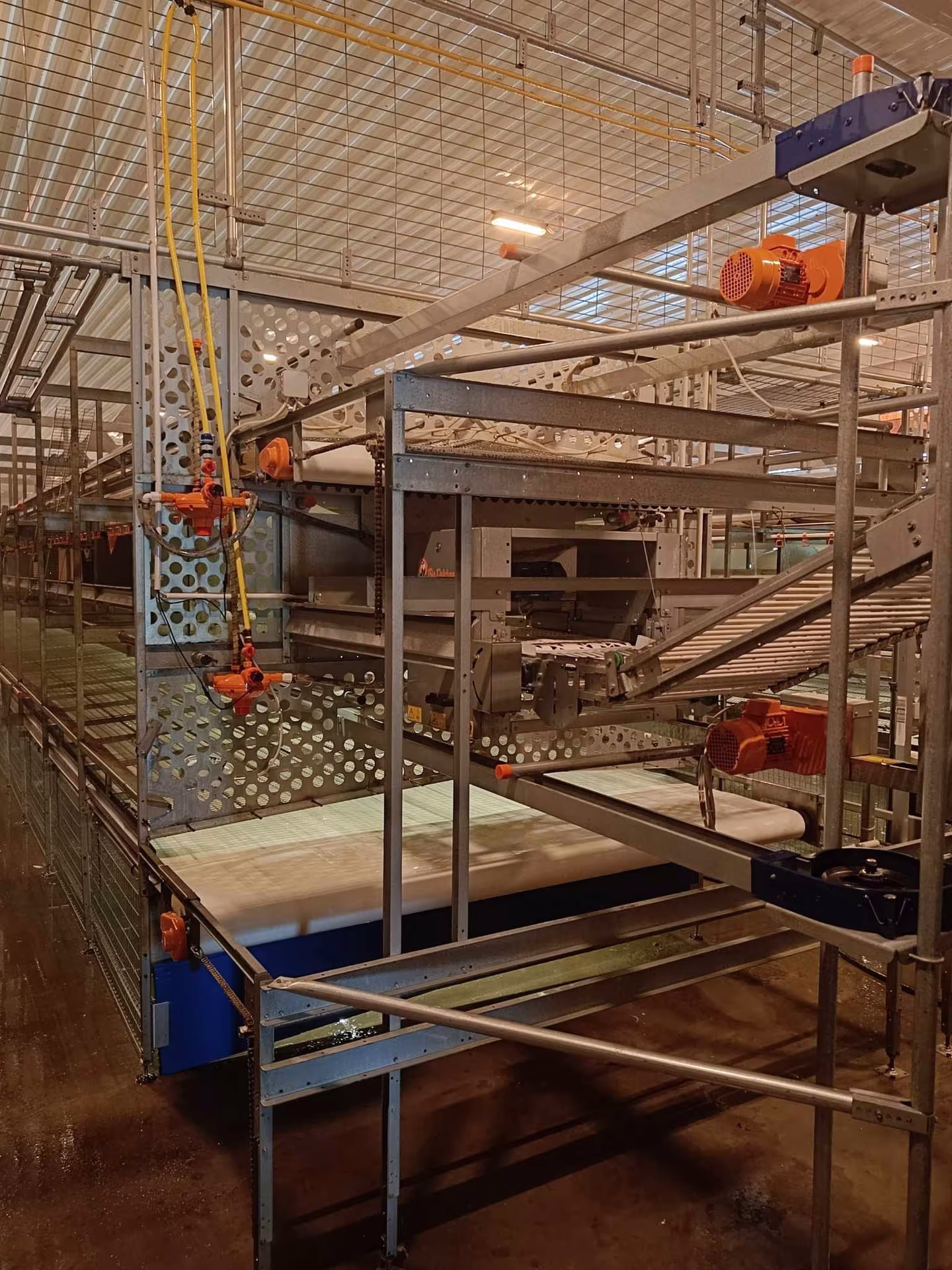 Nestsystem in einem Elterntierstall nach der Reinigung